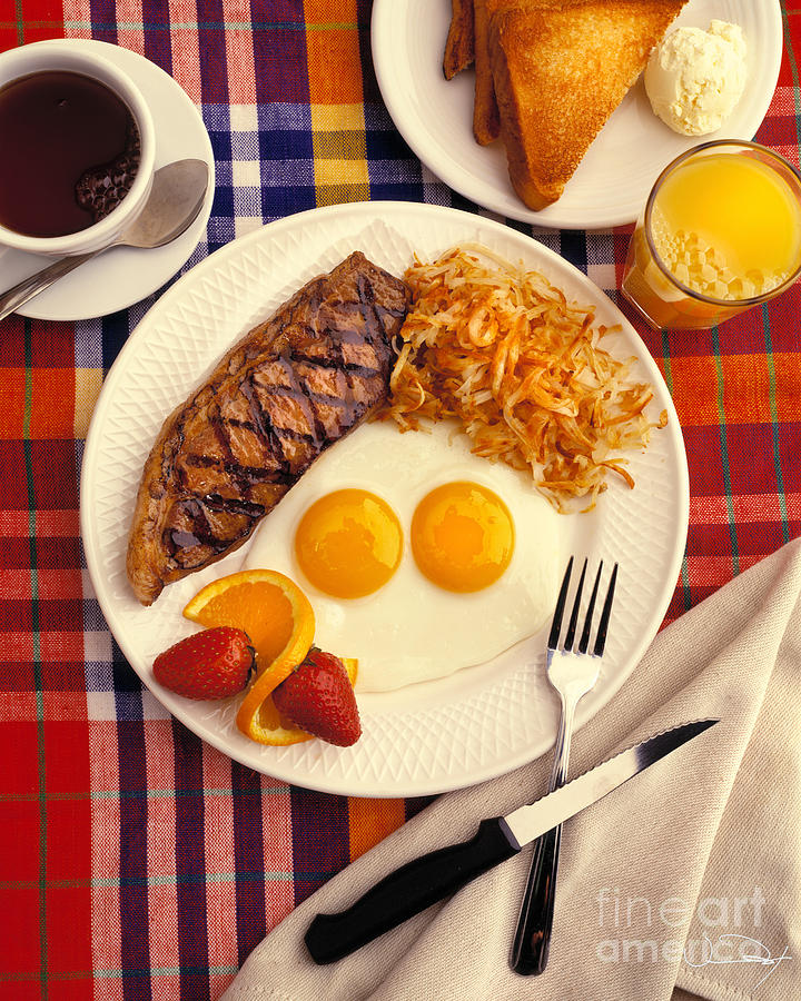 Egg Photograph - Steak and Eggs Breakfast Two by Vance Fox