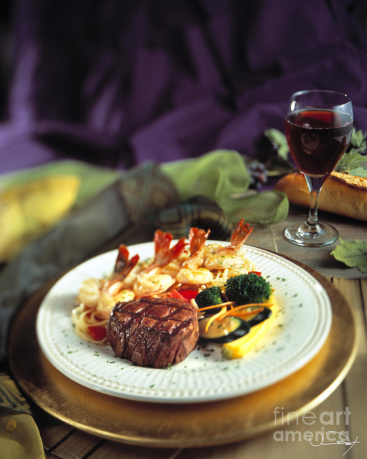 Dinner Photograph - Steak and Shrimp Dinner by Vance Fox