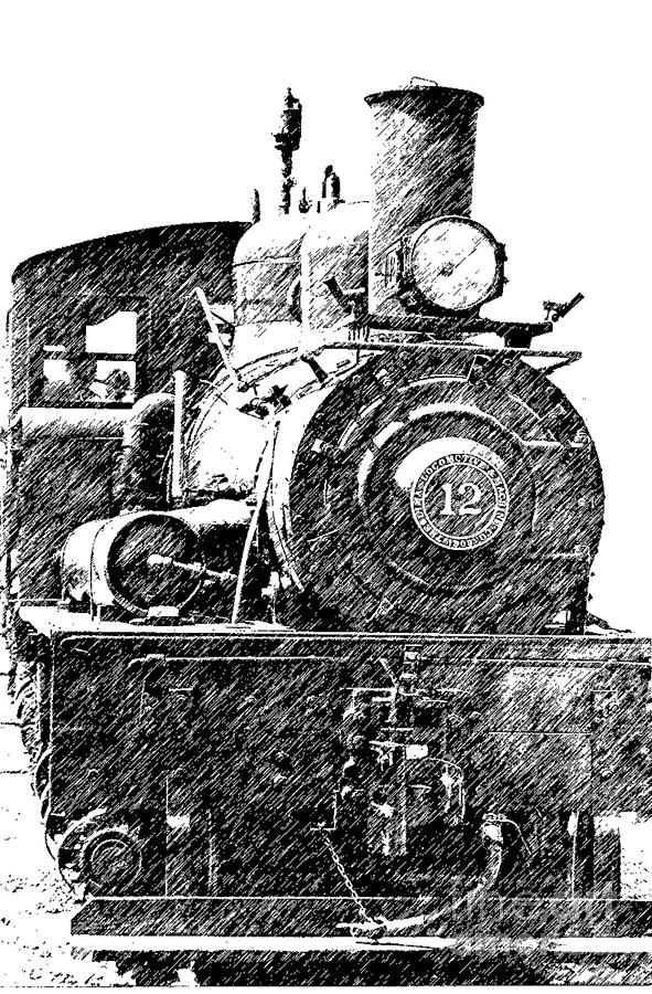 steam Engine pencil sketch Photograph by Randy Harris