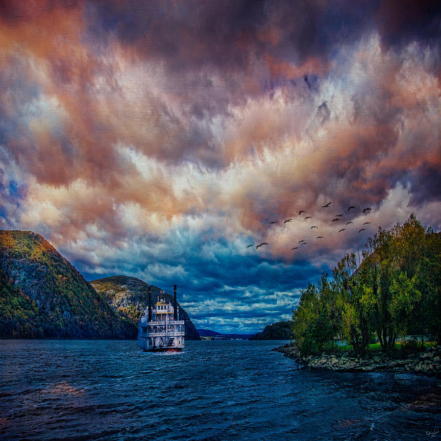 Mountain Photograph - Steamboat On the Hudson River by Chris Lord