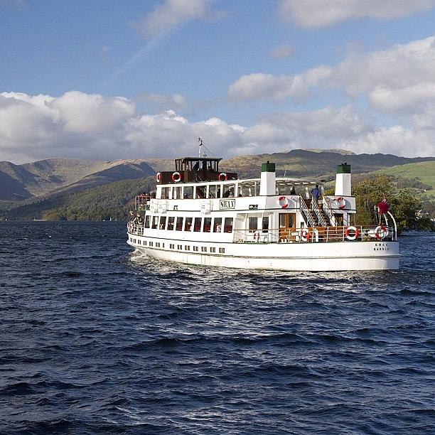 Landscape Photograph - Steamer swan Lake Windermere by Dave Lee