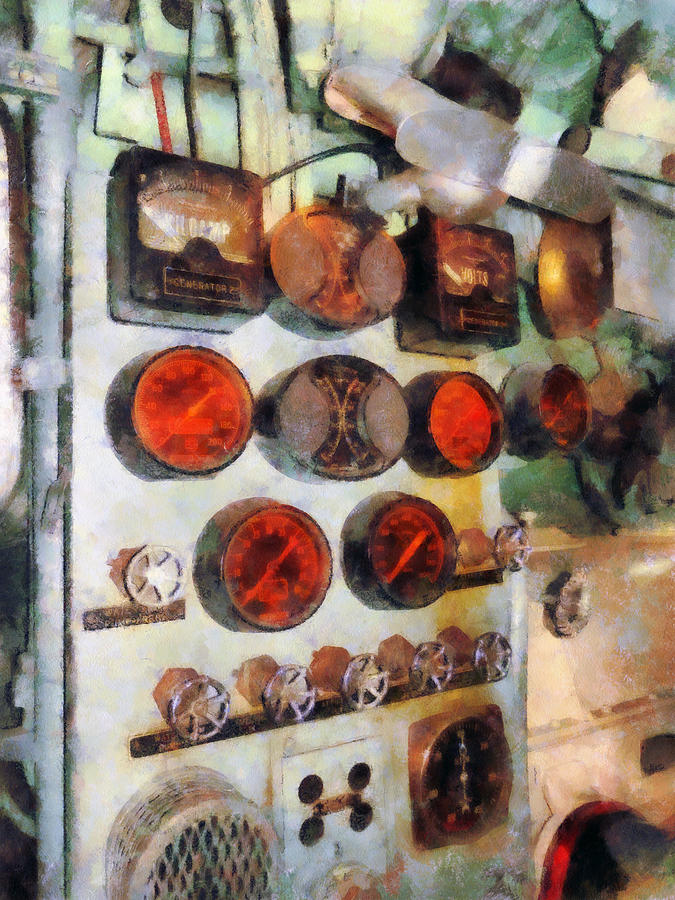 Steampunk Photograph - Steampunk - Gauges in Engine Room by Susan Savad
