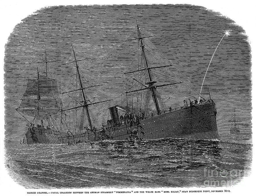 Steamships Collision, 1878 Photograph by Granger