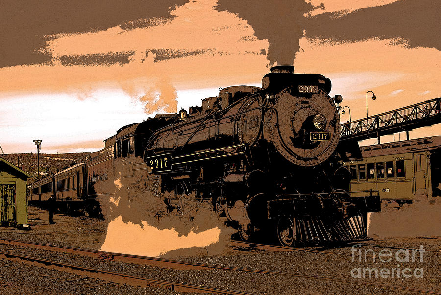 Train Photograph - Steamtown Engine 2317 - posterized by Rich Walter