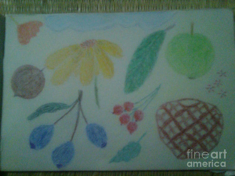Fruit Pastel - Steel Life Flower And Fruits by Bgi Gadgil