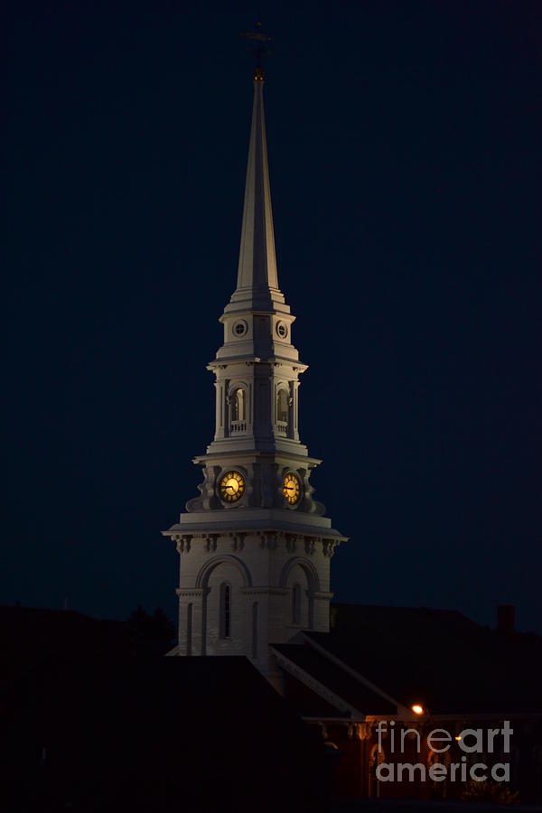 Steeple at Night Photograph by Kevin Fortier