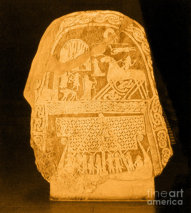 Stele Depicting Norse Mythology Photograph by Photo Researchers