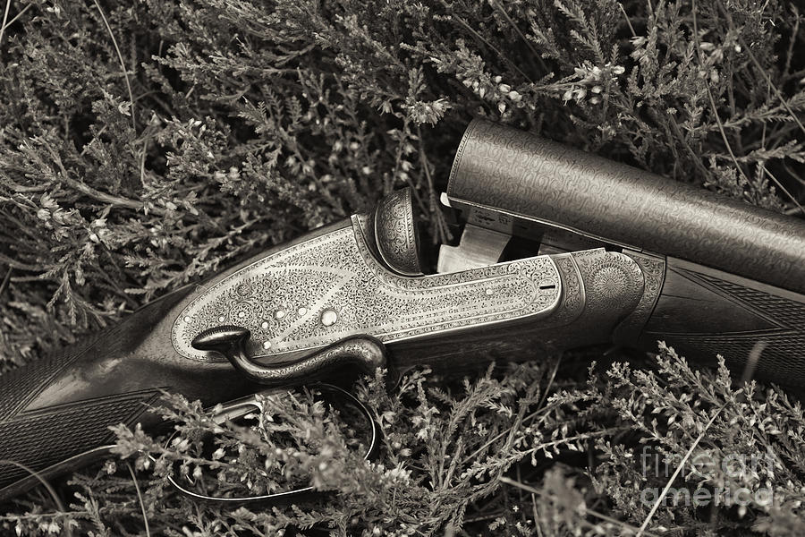 Stephen Grant and Sons Side Lever Twelve Bore - D003359-bw Photograph by Daniel Dempster