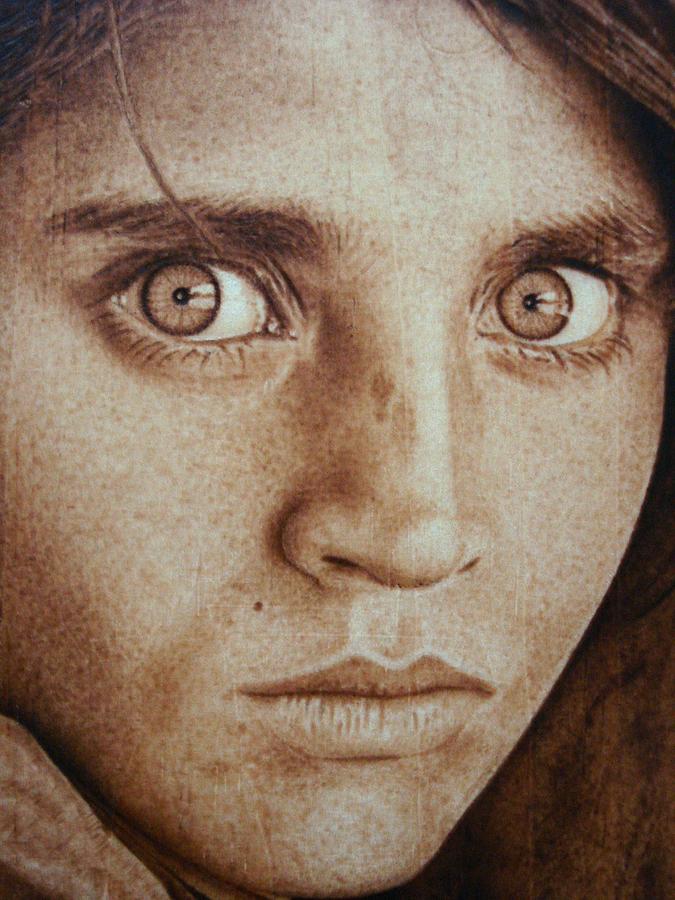 Afsky træner visdom Steve McCurry Sharbat Gula Afghan Girl 1984 Pyrog Pyrography by Roberto  Hernandez Adames - Fine Art America