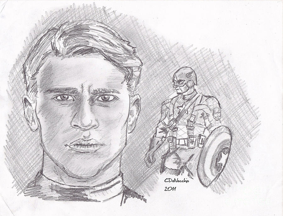 Steve Rogers- Captain America Drawing by Chris DelVecchio