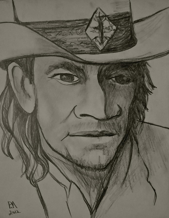 Portrait Drawing - Stevie Ray upclose by Pete Maier