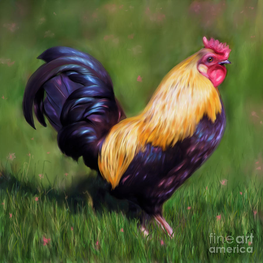 Bird Painting - Stewart the Bantam Rooster by Michelle Wrighton