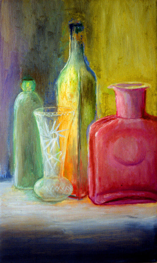 Still Life Painting - Still Life Bottles and Vase by James Gallagher