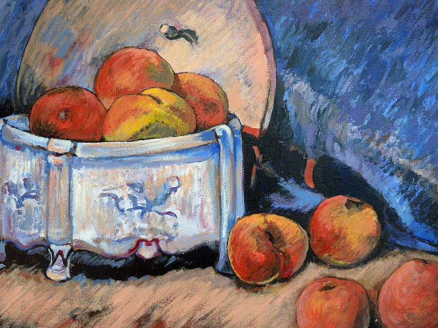 Peach Painting - Still Life Peaches by Tom Roderick