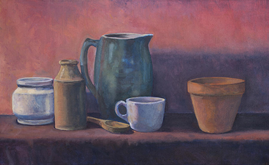 Still-life Painting - Still-Life with a Turquoise Pitcher by David P Zippi