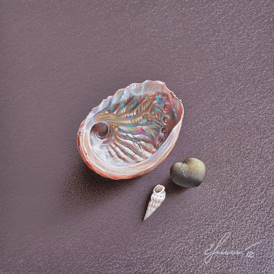 Shell Drawing - Still life with Abalone Shell by Elena Kolotusha
