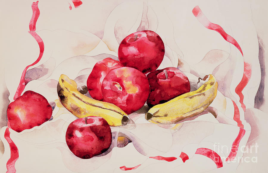 Still Life with Apples and Bananas Painting by Charles Demuth