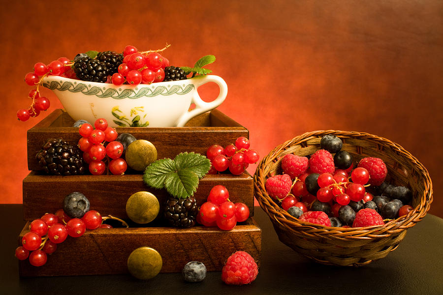 Raspberry Photograph - Still Life With Berries by Corina Daniela Obertas