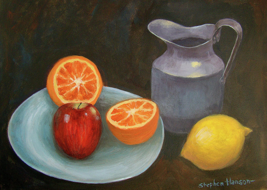 Still Life Painting - Still Life With Fruit and Pitcher by Stephen Hanson