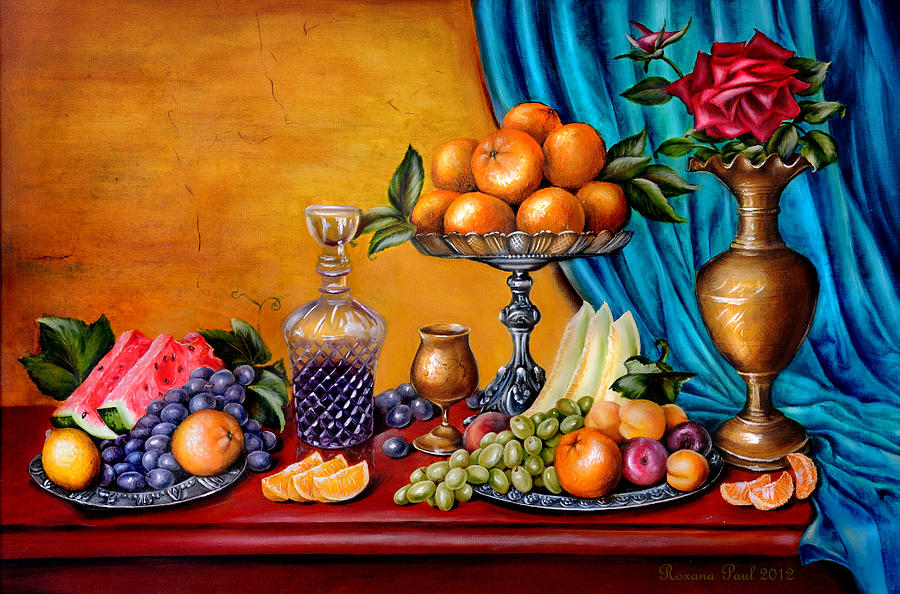 Still Life Painting - Still life with fruit by Roxana Paul