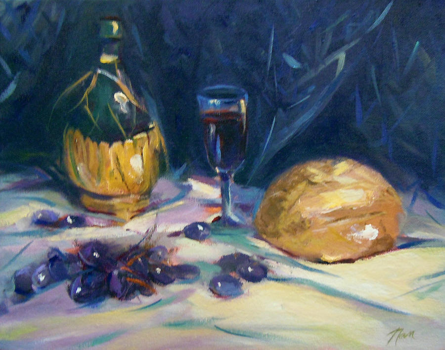Still Life with Grapes Painting by Nancy Griswold