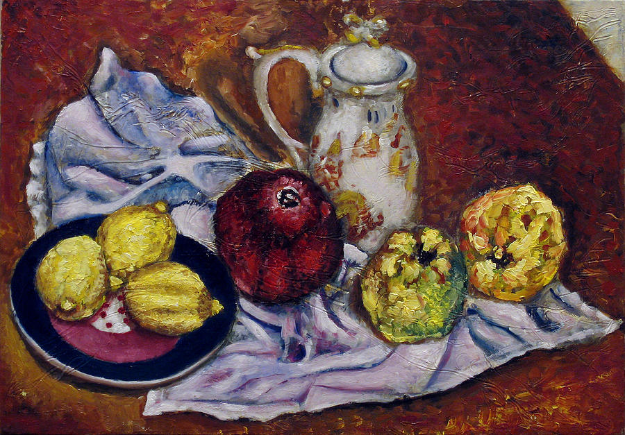 Still Life Painting - Still Life with  lemons and quinces by Vladimir Kezerashvili