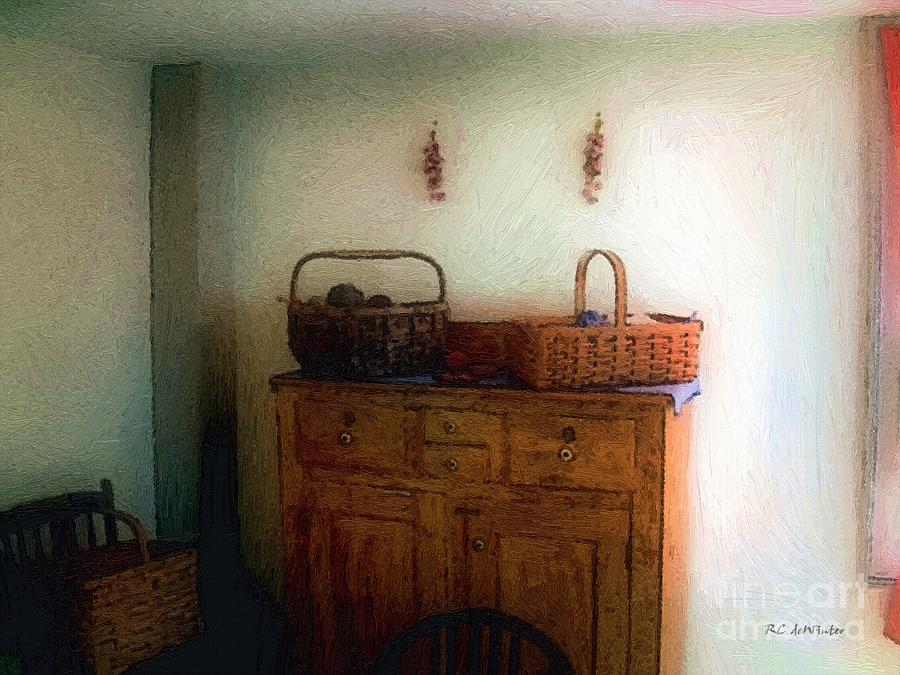 Still Life wth Sewing Baskets Painting by RC DeWinter