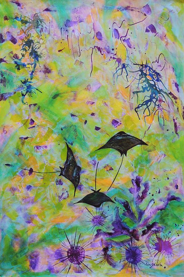 Stingrays And Coral Painting by Lyn Olsen