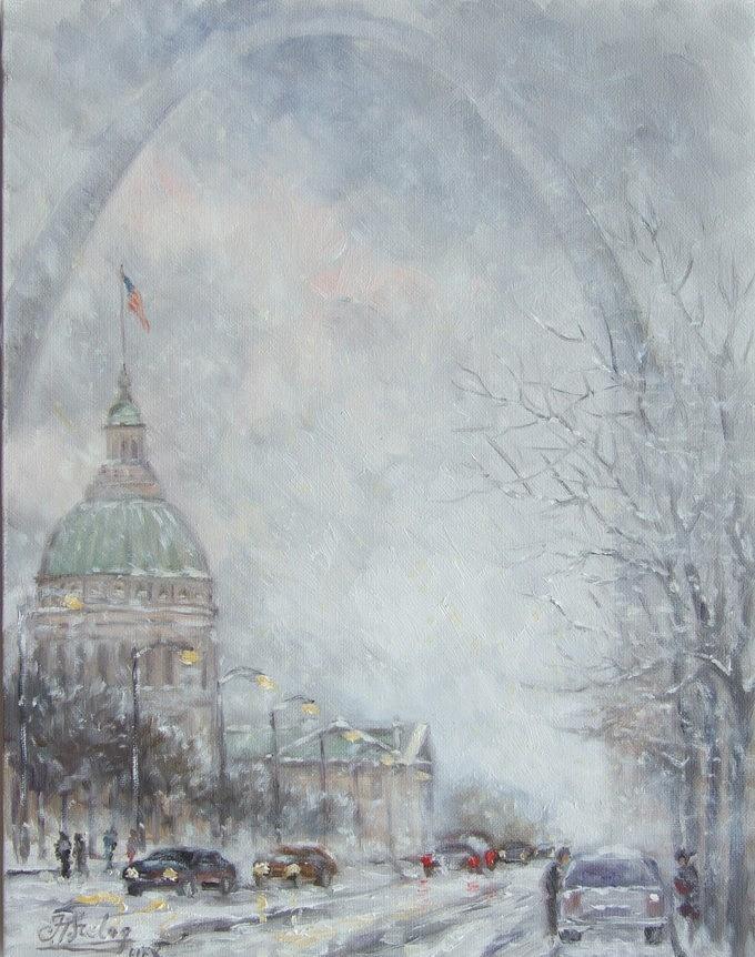 St.Louis Arch - winter Painting by Irek Szelag