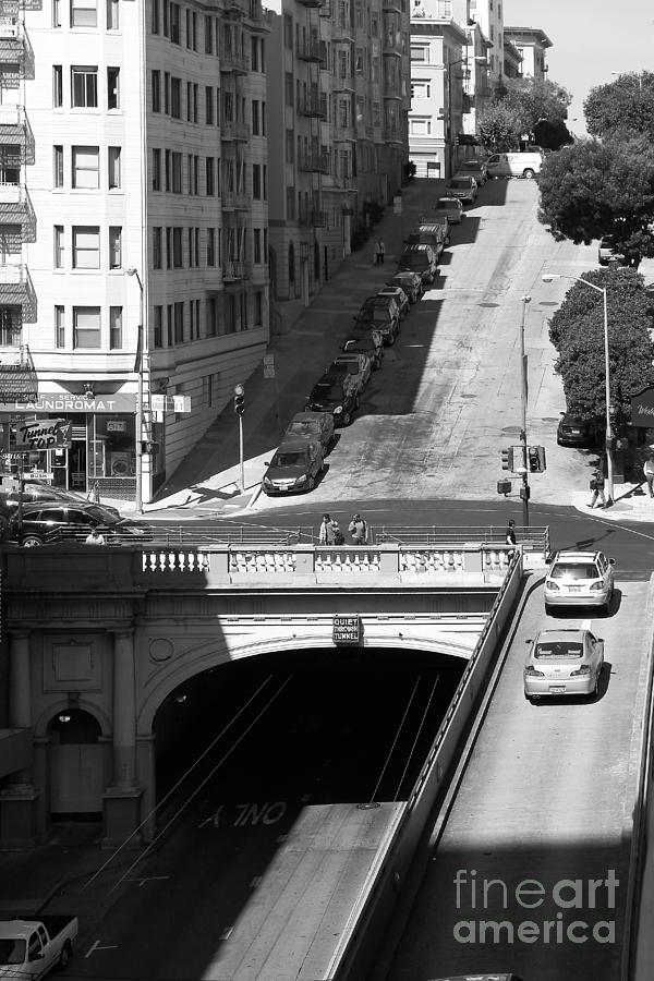 Stockton Street Tunnel Midday Late Summer in San Francisco . Black and White Photograph 7D7499 Photograph by Wingsdomain Art and Photography