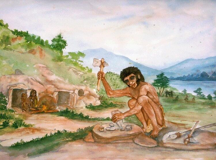 Stone Age Painting - Stone Age life by Shashikanta Parida