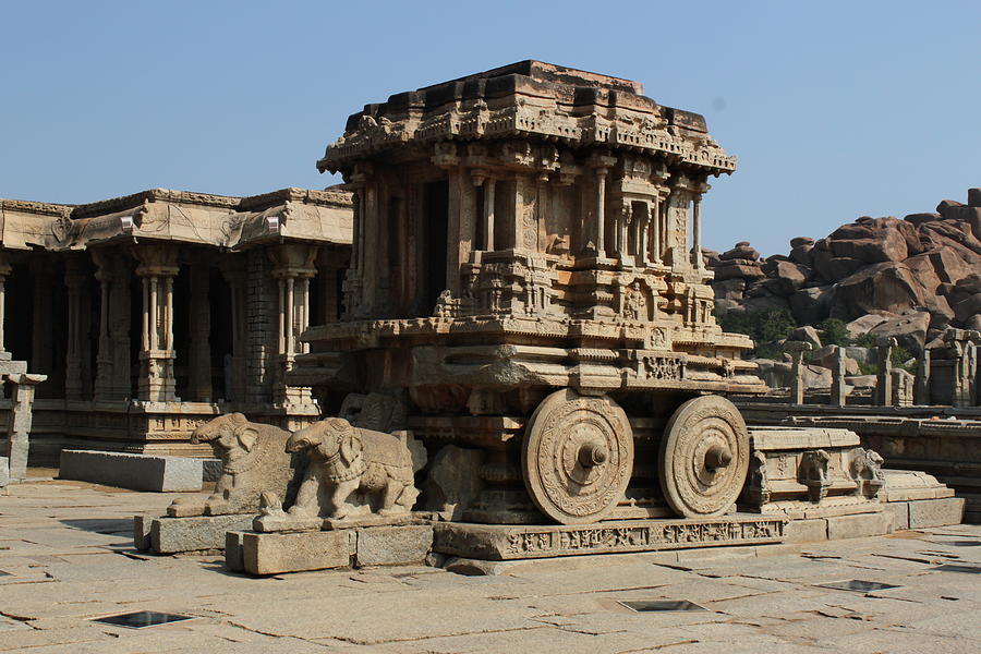 Stone chariot at Vittala temple complex in Hampi India Photograph by ...