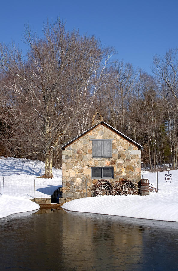 Stone Shed Winter Photograph by Larry Landolfi