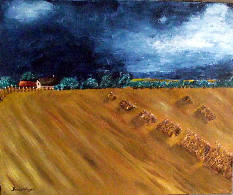 Farm Painting - Stooks At Winkleigh by Sandy Wager