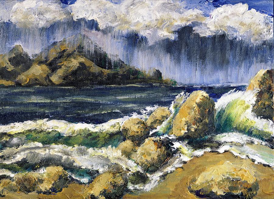 Storm Over Ben Weston Pt. Painting by Randy Sprout