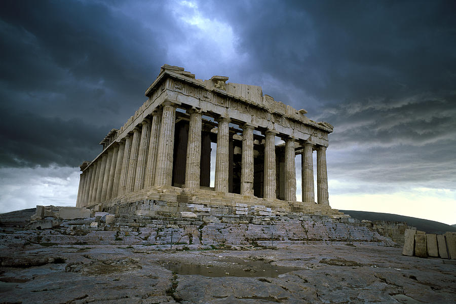 Storm over the Parthenon Photograph by Cliff Wassmann