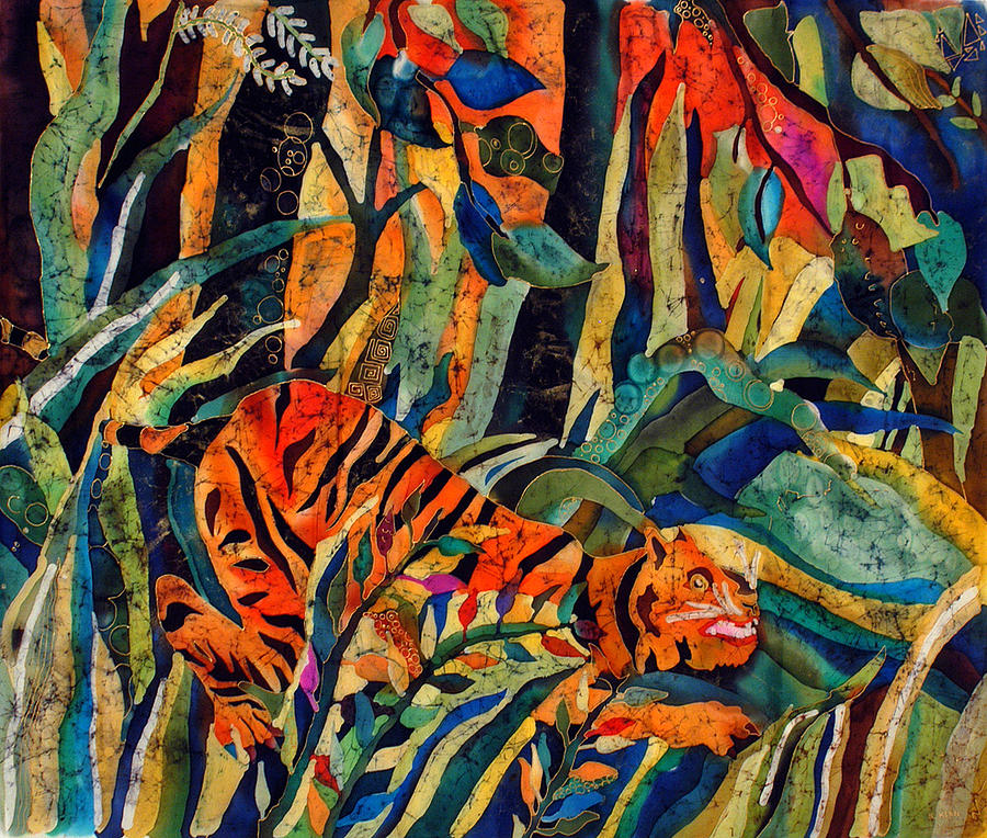 Silk Tapestry - Textile - Storm tribute to Henri Rousseau by Sandra Kern
