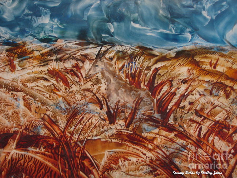 Abstract Painting - Stormy Fields by Shelley Jones