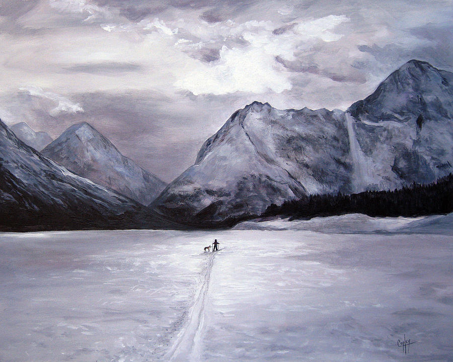 Cross Country Skiing Painting - Stormy Ski on Eklutna by Karen Copley Cross Country Skiing Painting - Stormy Ski on Eklutna by Karen Copley