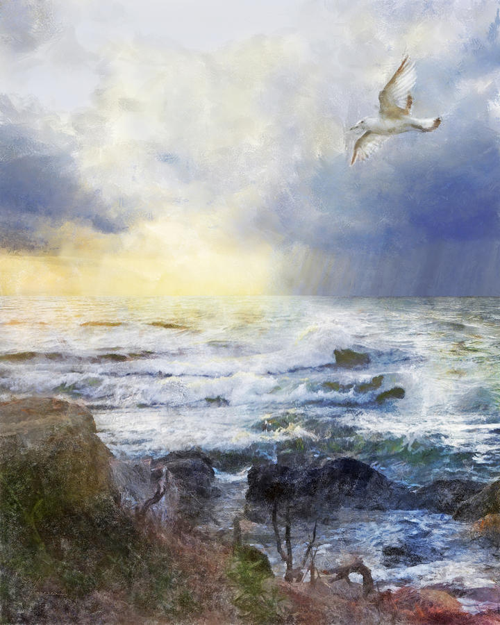 Sunset Digital Art - Stormy Waves by Frances Miller