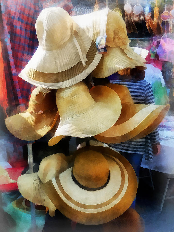 Hat Photograph - Straw Hats by Susan Savad