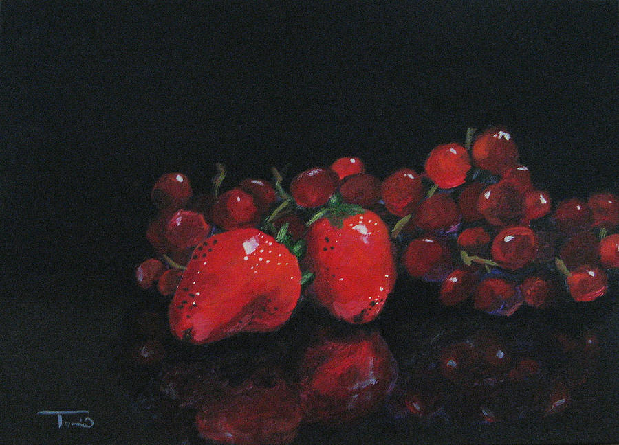 Strawberries and Grapes Painting by Torrie Smiley