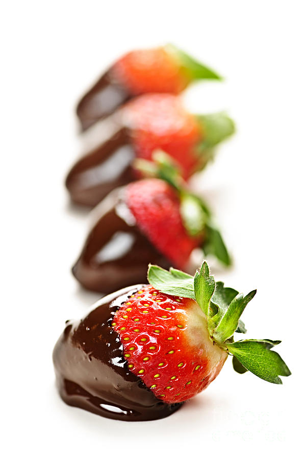 Strawberry Photograph - Strawberries dipped in chocolate by Elena Elisseeva