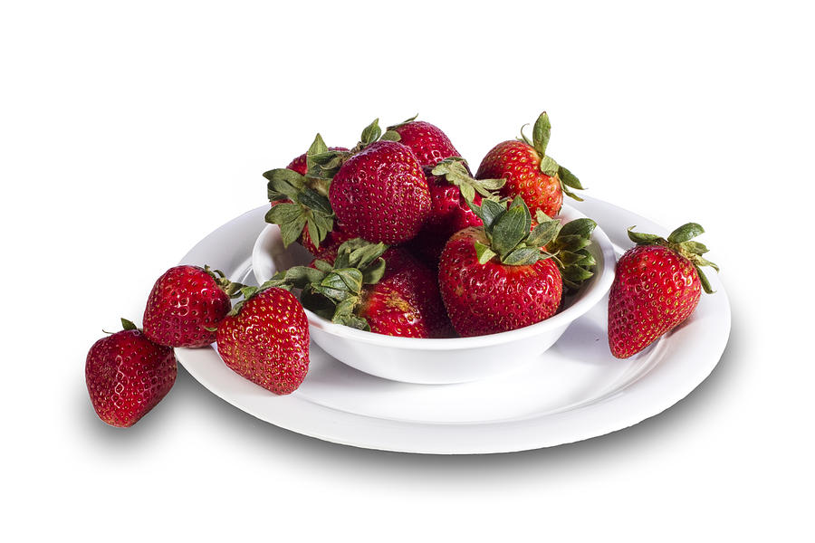 Nature Photograph - Strawberries in a White Bowl No.0029v1 by Randall Nyhof