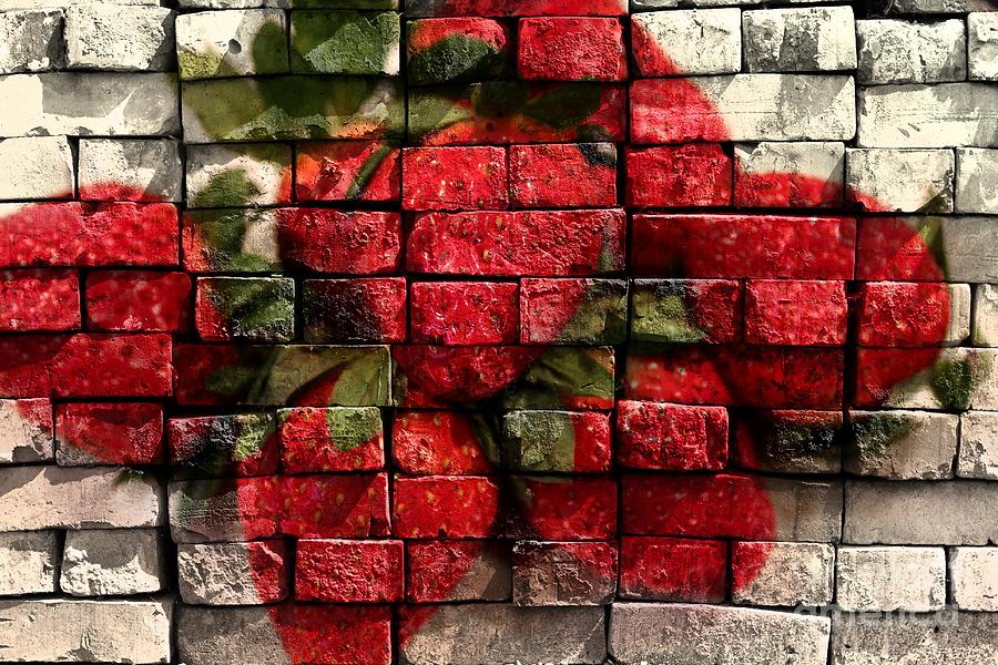 Strawberry Digital Art - Strawberries on Bricks by Barbara A Griffin