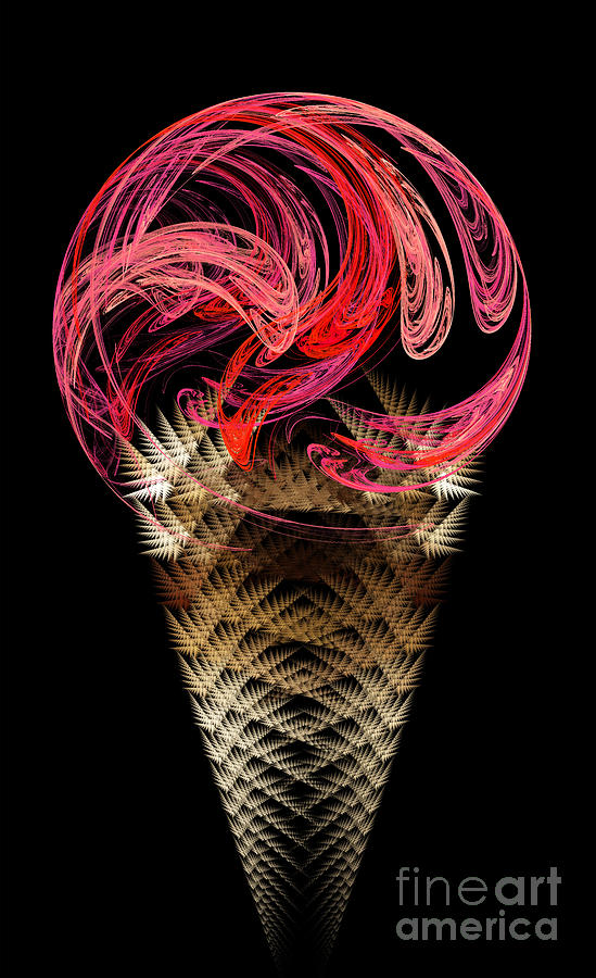 Strawberry Ice Cream Cone Digital Art by Andee Design