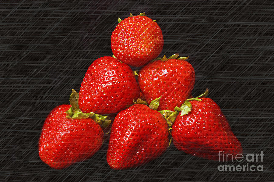 Nature Photograph - Strawberry Pyramid On Black by Andee Design