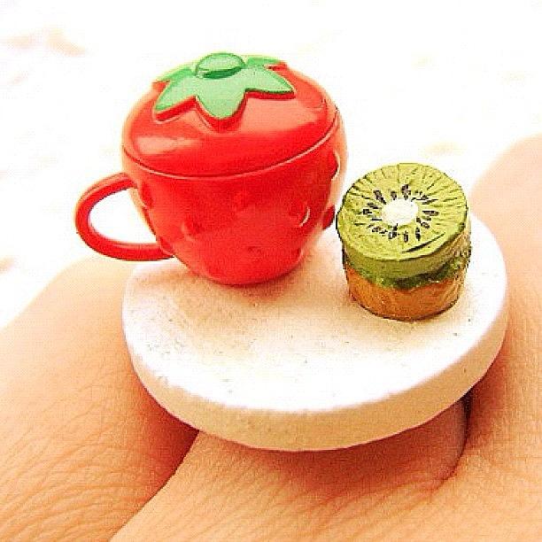 Jewelry Photograph - Strawberry Tea And Kiwi Cake Miniature by Futoshi Takami