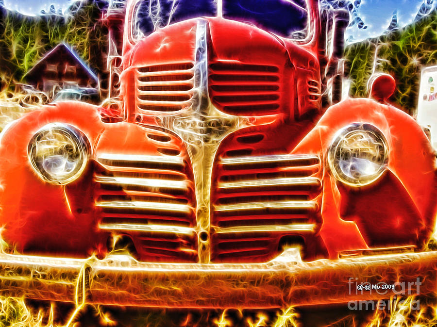 Vintage Digital Art - Strawberry Truck by Mo T