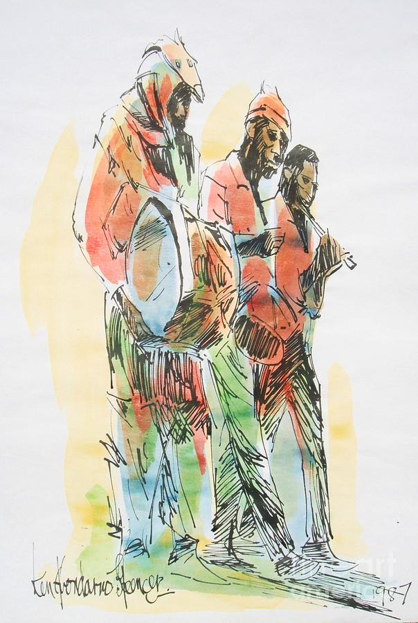 Bob Marley Painting - Street Band by Carey Chen